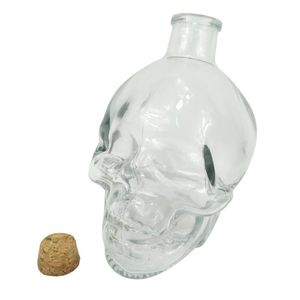 Frasco Garrafa Caveira De Vidro Com Rolha Para Decoração 450ml