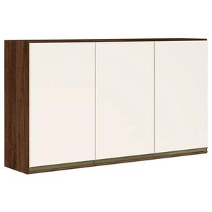 Armario Aereo 3 Portas 120cm Em Mdf Kali Premium Amendoa / Off White - Nicioli