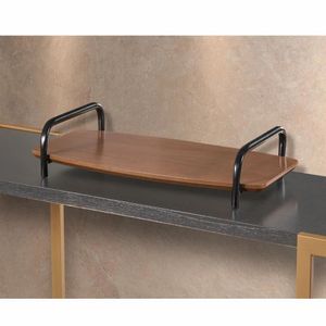 Bandeja Decorativa Síria Madeira Com Alças Em Metal Preto Cor:Cinamomo