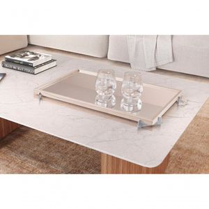 Bandeja Decorativa Gala Cromado Com Espelho Cor:off White