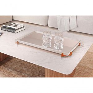 Bandeja Decorativa Gala Cobre Com Espelho Cor:off White