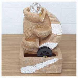 Fonte De água Decorativa Cascata 3 Quedas Com Roda D'água Luz Led Bivolt