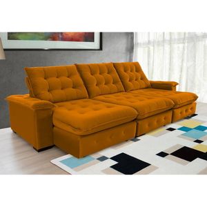 Sofá Coliseu 3.40m Retrátil E Reclinável Super Pillow - Terra