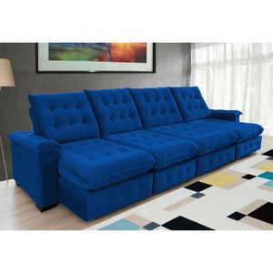 Sofá Coliseu 4.00m Retrátil E Reclinável Super Pillow - Azul