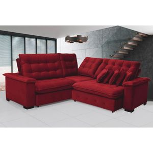 Sofá Manchester 2.63x2.63m De Canto, Retrátil E Reclinável - Vinho