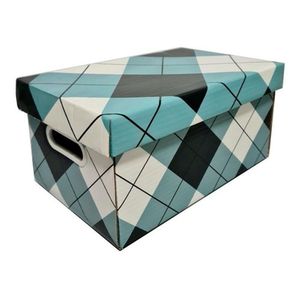 Caixa De Papelão Organizadora Pequena - G18p Azul-turquesa Listras