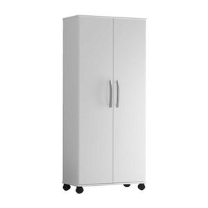 Armário Multiuso 2 Portas Para Lavanderia Com Rodízios Arezzo J&a Moveis Branco Branco