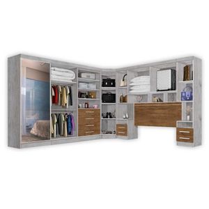 Dormitório Georgia Ja Avelã/jequitibá P/ Cama Box 1,38m Avelã / Jequitibá