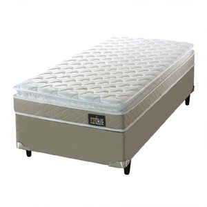 Cama Box Solteiro Colchão De Espuma D33 Millenium Pillow Top 88x188x57cm Bege Bege