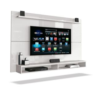 Painel Para Tv Até 65 Polegadas Com Prateleira 1,80m Max Branco Branco