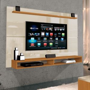 Painel Para Tv Até 65 Polegadas Com Prateleira 1,80m Max Cedro/off White Off White Cedro