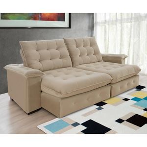 Sofá Coliseu 2.00m Retrátil E Reclinável Super Pillow - Bege