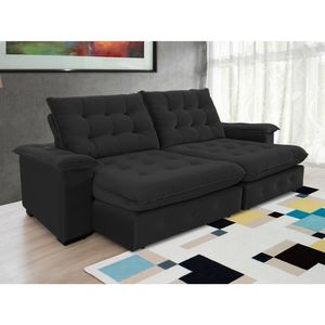 Sofá Coliseu 2.60m Retrátil E Reclinável Super Pillow - Preto
