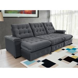 Sofá Coliseu 2.90m Retrátil E Reclinável Super Pillow - Chumbo