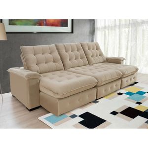 Sofá Coliseu 2.90m Retrátil E Reclinável Super Pillow - Bege