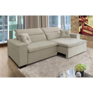 Sofá Londres 3.00m Retrátil E Reclinável Pillow Top - Bege