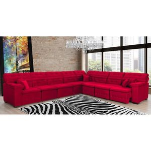 Sofá Magno 4.57x3.32m De Canto, Retrátil E Reclinável - Vermelho