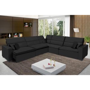 Sofá Milão 3.75x3.75m De Canto, Retrátil E Reclinável - Preto