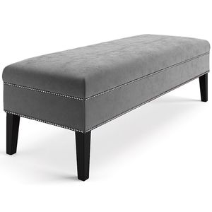 Banco Sofia 1,20M Com Tachas Suede Cinza - Inova Decor