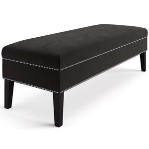 Banco Sofia 1,20M Com Tachas Suede Preto - Inova Decor