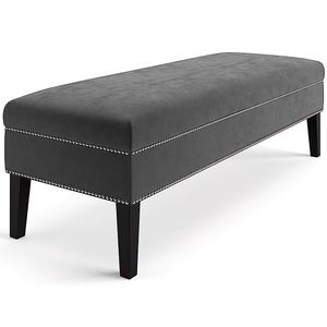 Banco Sofia 1,20M Com Tachas Suede Grafite - Inova Decor