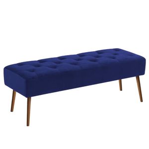 Banco Estofado Rubi 1,40M Suede Azul Marinho - Inova Decor