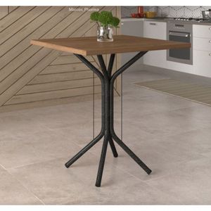 Mesa Para 4 Lugares Thaís Tampo Bp Demolição Cromo Preto Artefamol