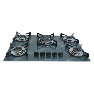 Fogão Cooktop Chapa 5bocas Tripla Chama 127/220v Marmo Cinza Cinza 127v/220v