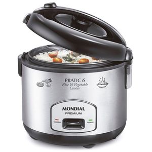 Panela Elétrica Mondial Pratic Rice & Vegetables Cooker 6 Premium Pe-02 -220v-preto/inox