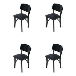 Kit 4 Cadeiras Fixas Pretas Anatômicas Em Madeira Maciça Estofadas Pretas Para Restaurantes Preto