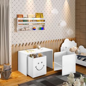 Mesa Infantil Montessori Alegra Smile Multifuncional Com 1 Cadeira E 1 Nicho - Branca Branco