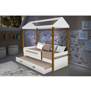 Beliche Montessoriana Infantil Sara Solteiro Branco/Amêndoa - Divaloto Branco