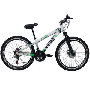 Bicicleta VikingX Tuff25 Freeride Aro 26 21V Branco/Verde