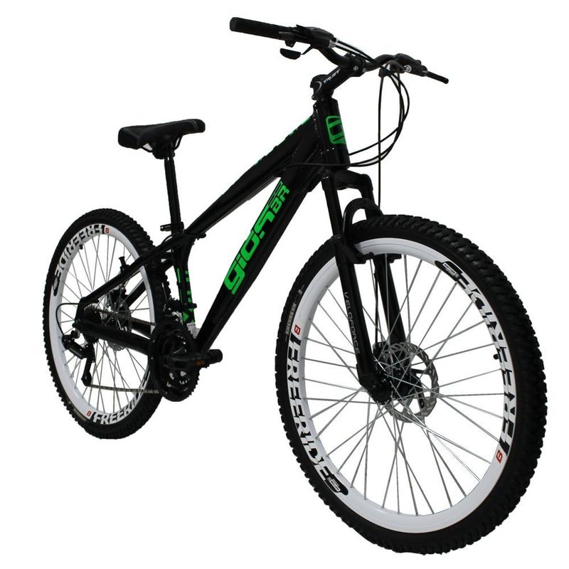 Bicicleta Aro 26 Preto Verde 21 Velocidades Freeride Gios