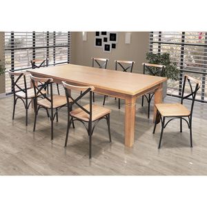 Mesa Jantar Retangular Aurora 200X100 Com 8 Cadeiras Paris Base Alumínio - Natural - Marrom