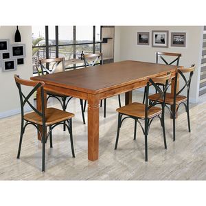 Mesa Jantar Retangular Aurora 180X80 Com 6 Cadeiras Paris Base Alumínio - Castanho - Marrom