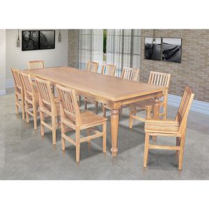 Conjunto Jantar Mesa Franscisca 270X100 Com 10 Cadeiras Ripada Confort Natural - Marrom