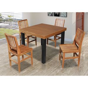 Conjunto Jantar Mesa Catarina Vintage 80Cm Com 4 Cadeiras Confort Ripada Castanho - Marrom