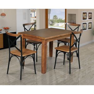 Mesa Jantar Retangular Aurora 120X80 Com 4 Cadeiras Paris Base Alumínio - Castanho - Marrom