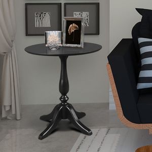 Mesa Lateral Rústica Pé Torneado S/Borda - Preta - Preto