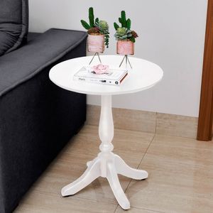 Mesa Lateral Rústica Pé Torneado S/Borda - Branca - Branco