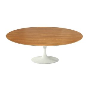 Mesa Saarinen Oval Centro Freijó 120x80cm - Base Branca