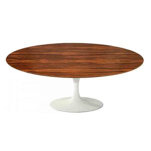 Mesa Saarinen Oval Centro Pau Ferro 135x90cm - Base Branca