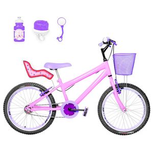 Bicicleta Aro 20 Aero + Kit Passeio Rosa E Lilás