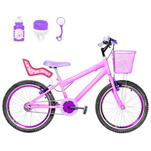 Bicicleta Aro 20 Aero + Kit Passeio Rosa E Violeta