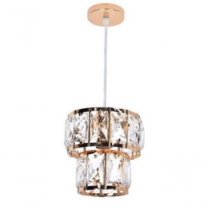 Pendente 14X14X150Cm Metal Dourado E Cristal Transparente 1 Lâmpada E14 Bivolt Sindora Única Único