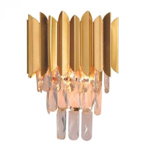 Arandela Metal Dourado Com Cristais Transparentes 2 Lâmpadas E14 - Sindora Única Unic