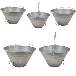 Balde Metal Chapa Natural Kit 5 Uni 10 Litros Concreto Cimento Massa Obra Limpeza Resistente