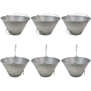 Balde De Metal Chapa Natural 10 Litros Pegador Mao Kit 6 Uni Obra Cimento Massa Pedreiro