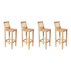 Kit 4 Banquetas Alta De Ripada Com Encosto Confort - Natural - Bege
